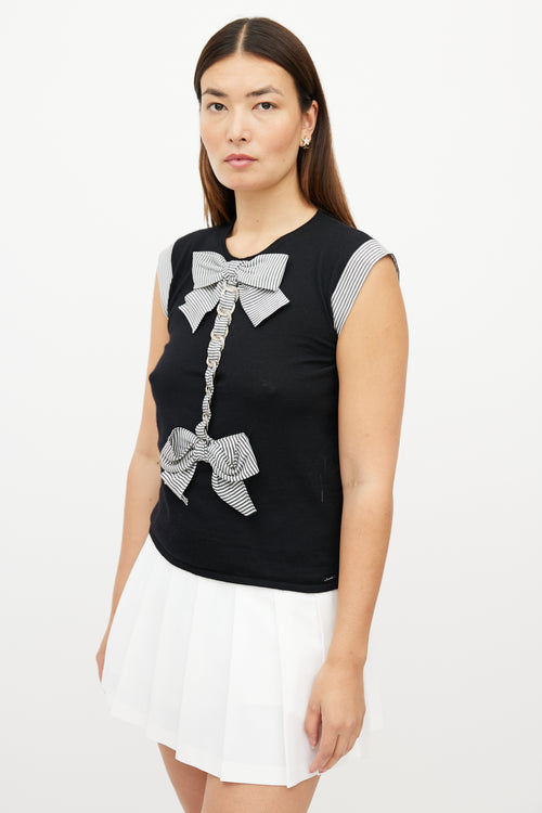 Chanel SS 2007 Black & White Cashmere Bow Top