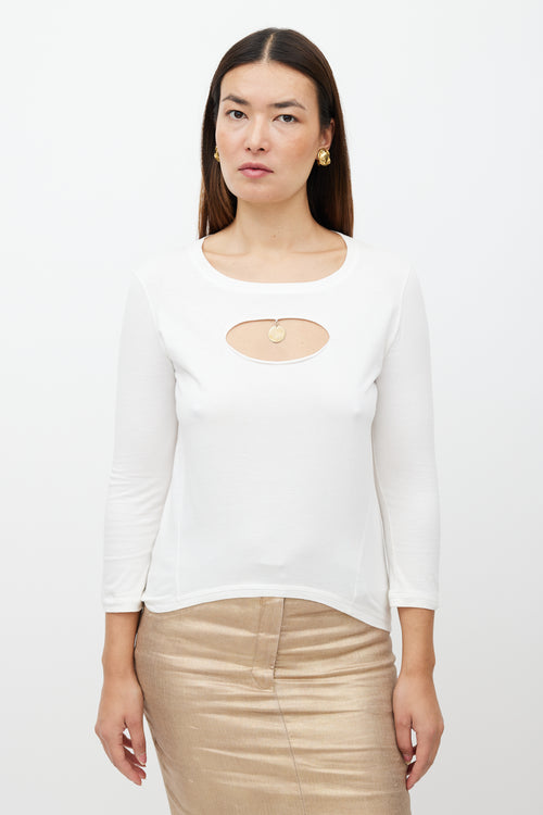 Chanel SS 2007 White & Gold Cut Out Top