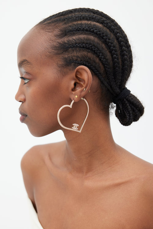 Chanel SS 2008 CC Heart Hoop Earrings