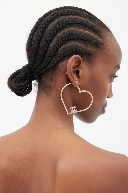 Chanel SS 2008 CC Heart Hoop Earrings