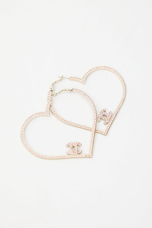 Chanel SS 2008 CC Heart Hoop Earrings