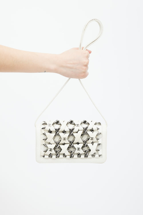 Chanel SS 2013 White & Silver Braided Chain Crossbody Bag