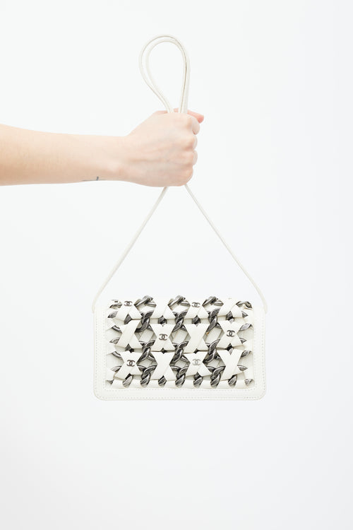 Chanel SS 2013 White & Silver Braided Chain Crossbody Bag