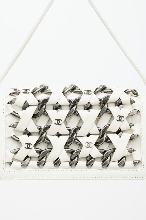 Chanel SS 2013 White & Silver Braided Chain Crossbody Bag