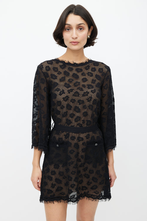 Chanel SS 2022 Black Mesh Belted Mini Dress