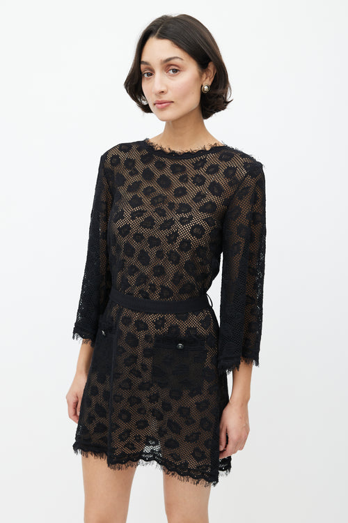 Chanel SS 2022 Black Mesh Belted Mini Dress