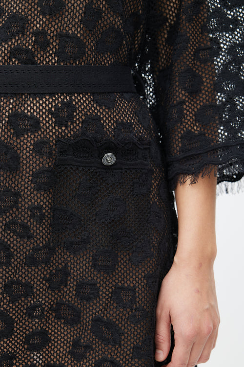 Chanel SS 2022 Black Mesh Belted Mini Dress