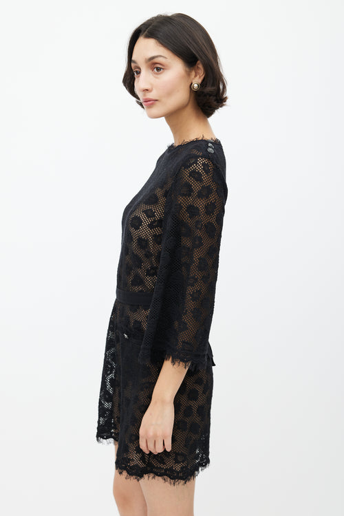 Chanel SS 2022 Black Mesh Belted Mini Dress