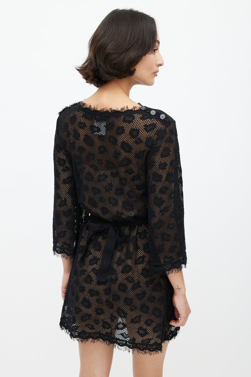 Chanel SS 2022 Black Mesh Belted Mini Dress