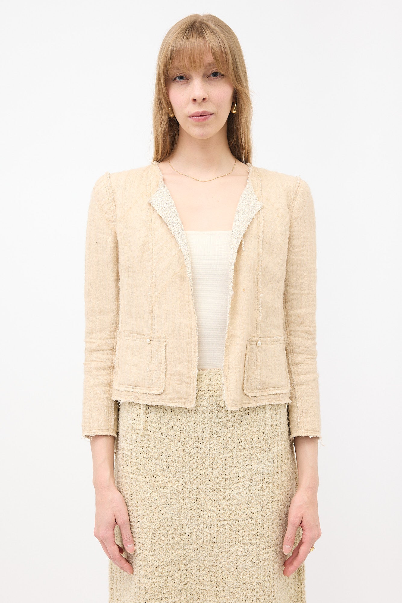 Chanel SS 2003 Silk & Tweed Overlay Jacket