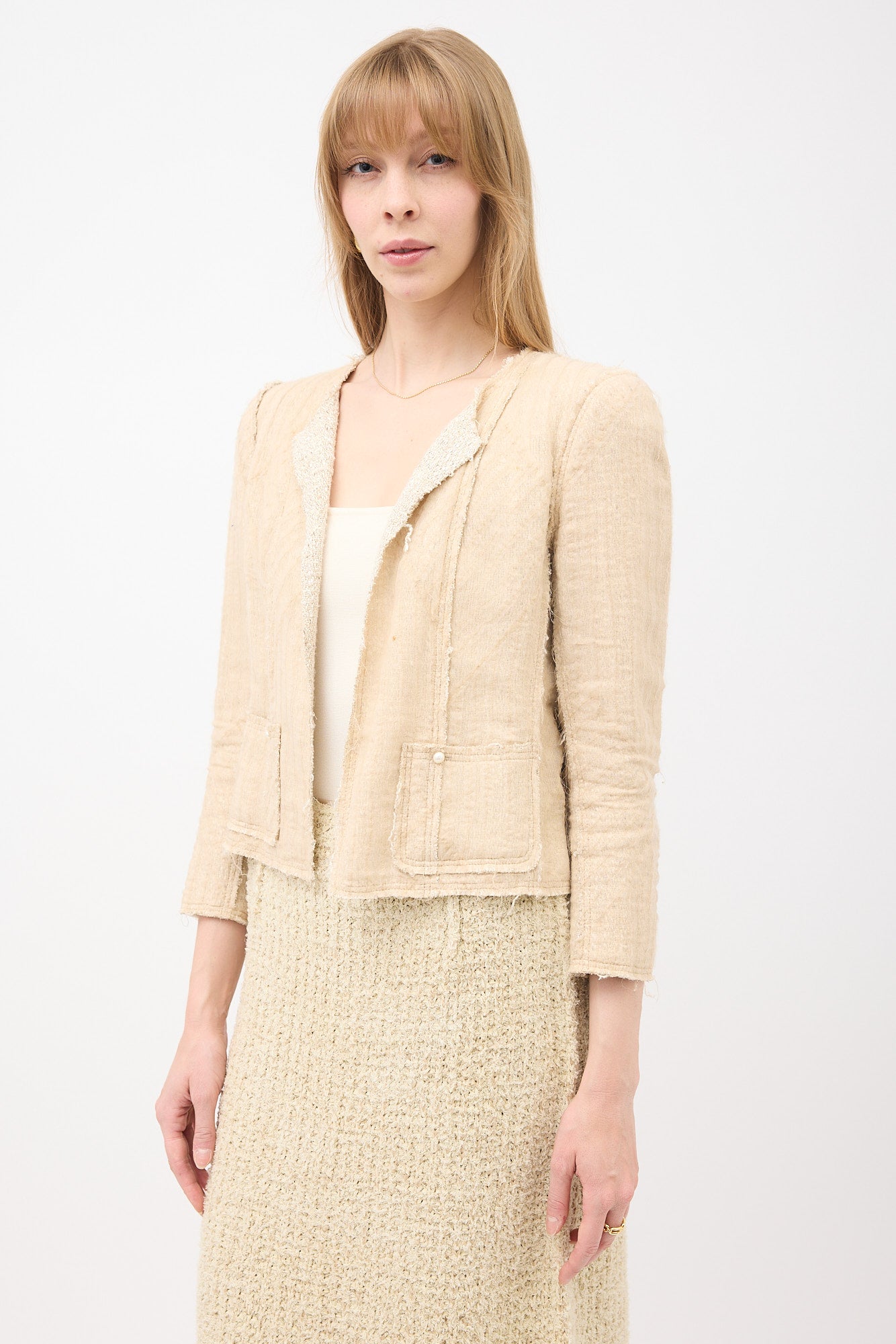 Chanel SS 2003 Silk & Tweed Overlay Jacket