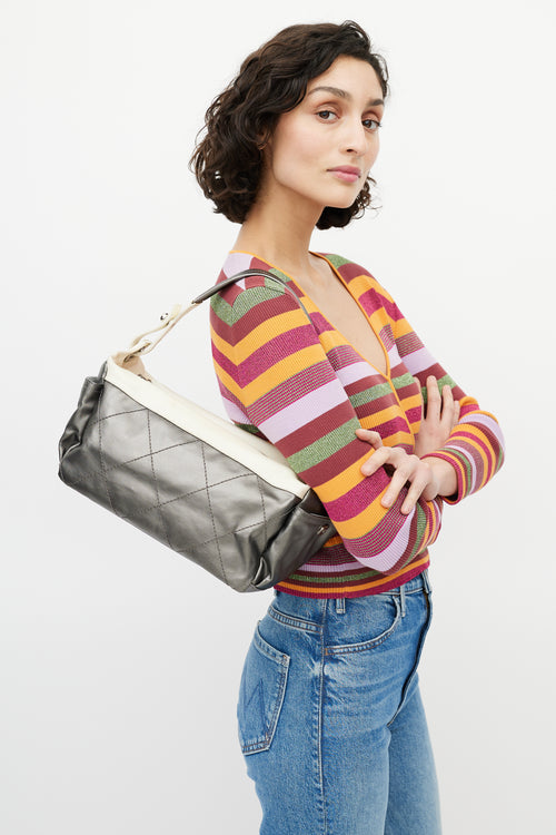 Chanel SS 2007 Grey & Cream Paris-Biarritz Bag