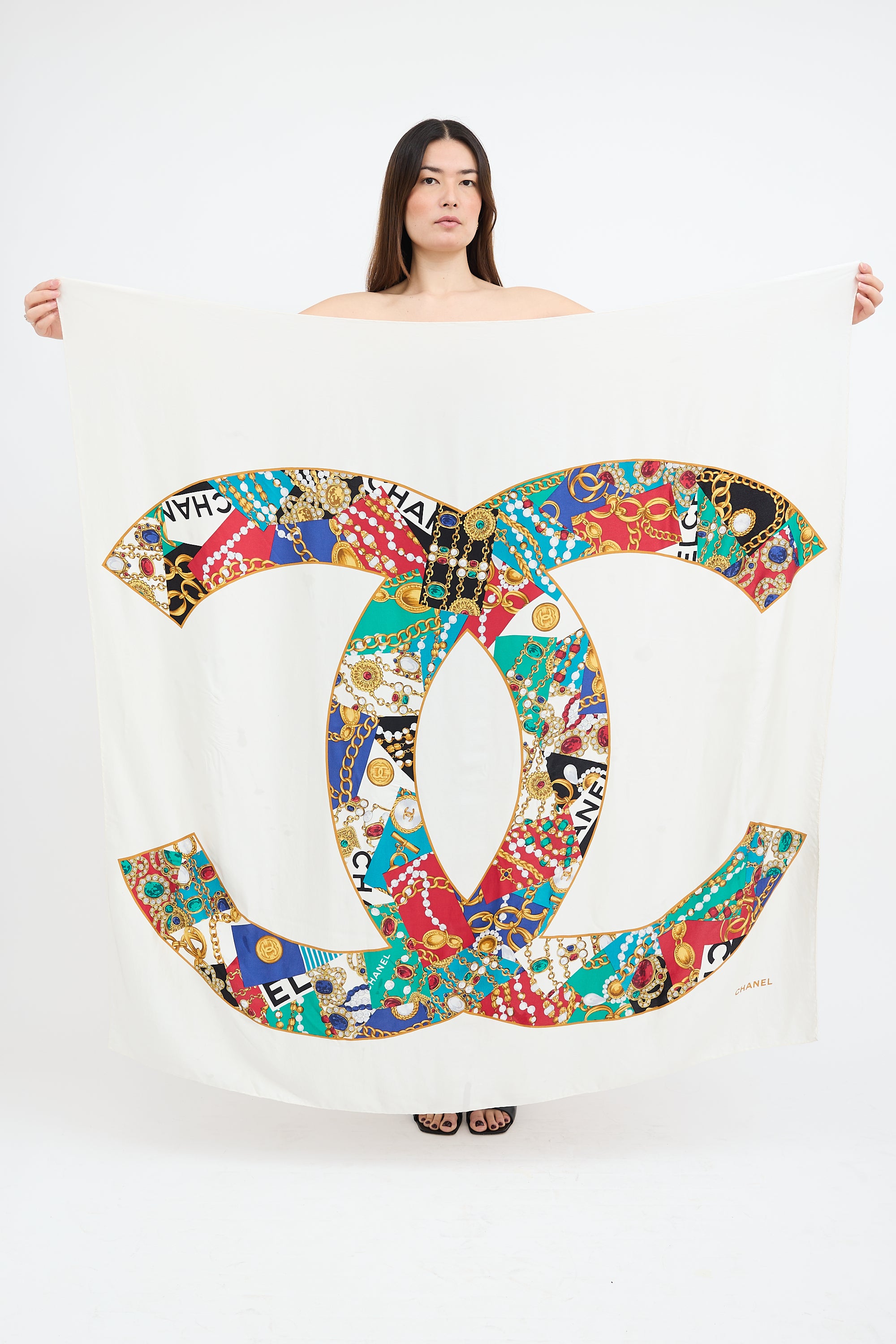 Chanel Vintage CC Logo Printed Scarf