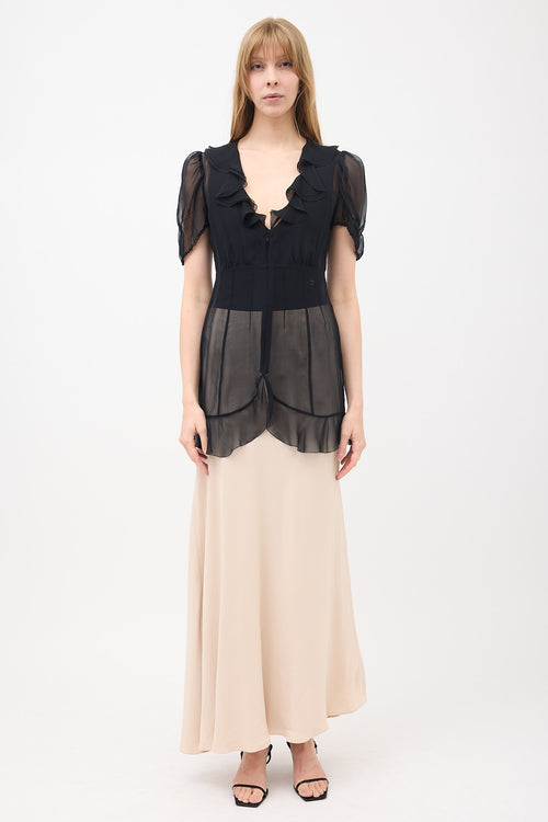 Chanel Silk Chiffon Ruffled Blouse