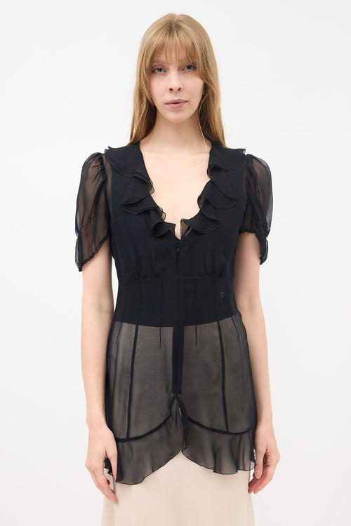 Chanel Silk Chiffon Ruffled Blouse