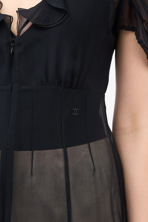 Chanel Silk Chiffon Ruffled Blouse