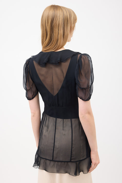 Chanel Silk Chiffon Ruffled Blouse