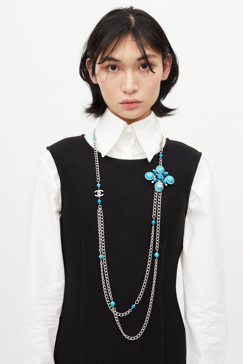 Chanel Fall 2007 Blue & Silver Chain Necklace