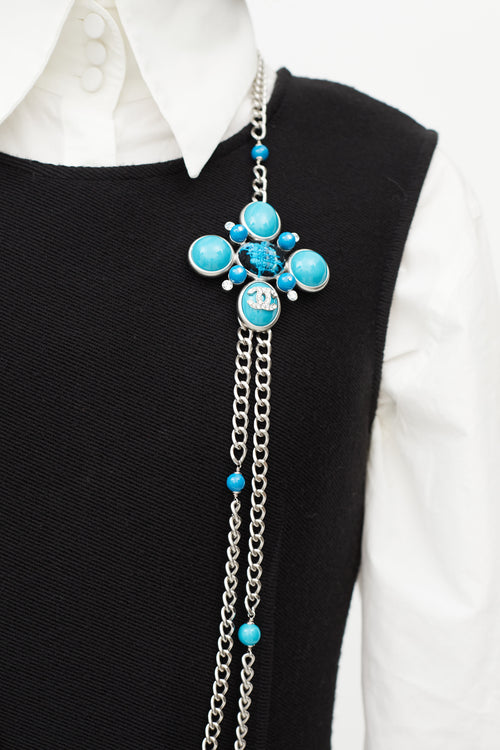 Chanel Fall 2007 Blue & Silver Chain Necklace