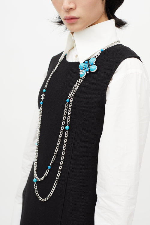 Chanel Fall 2007 Blue & Silver Chain Necklace