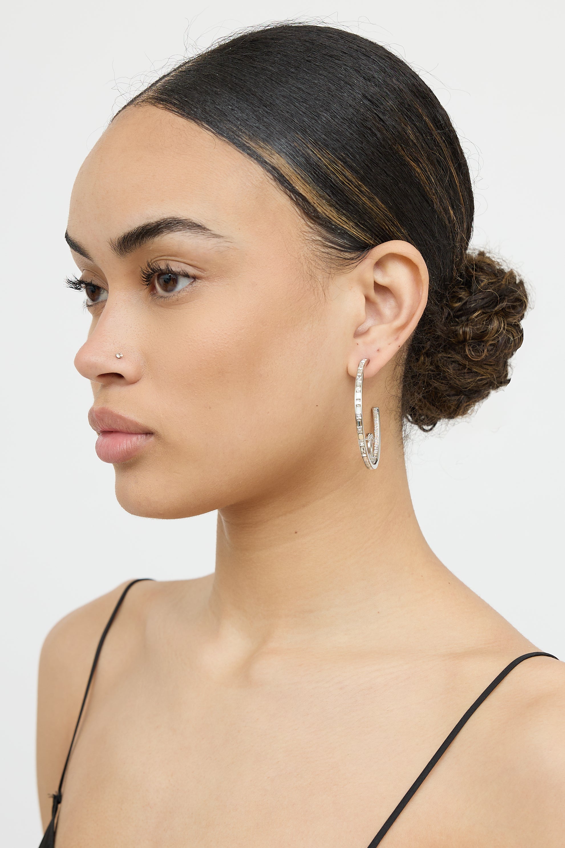Chanel 2024 Crystal CC Hoop Earrings
