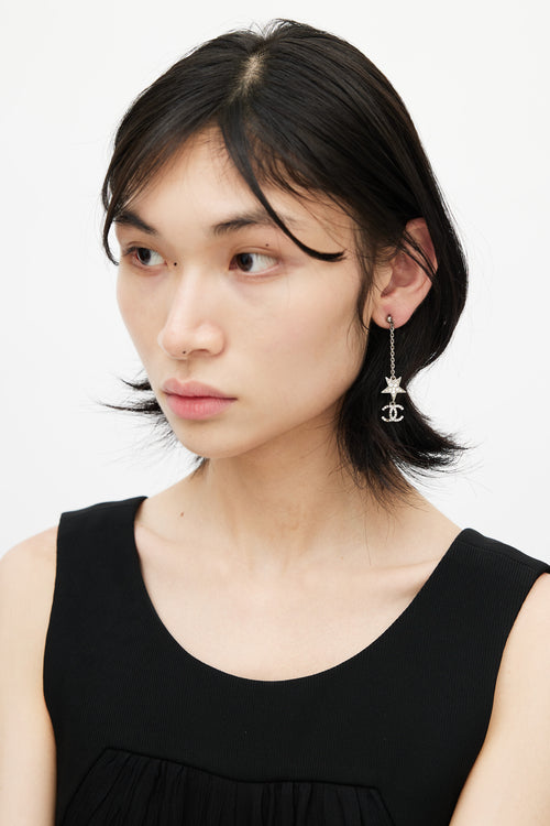Chanel Spring 2008 Silver CC & Star Earrings