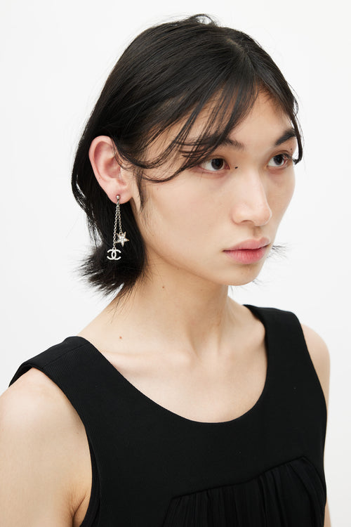 Chanel Spring 2008 Silver CC & Star Earrings