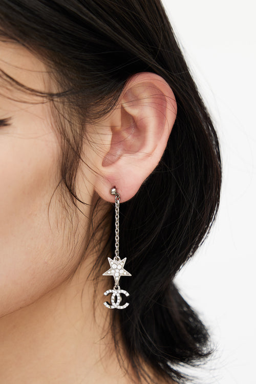 Chanel Spring 2008 Silver CC & Star Earrings
