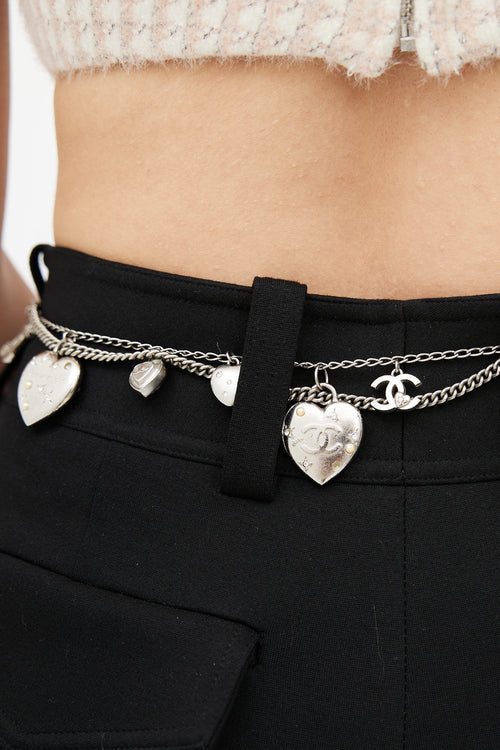 Chanel Fall 2004 Silver & Pearl Charm Mademoiselle Belt