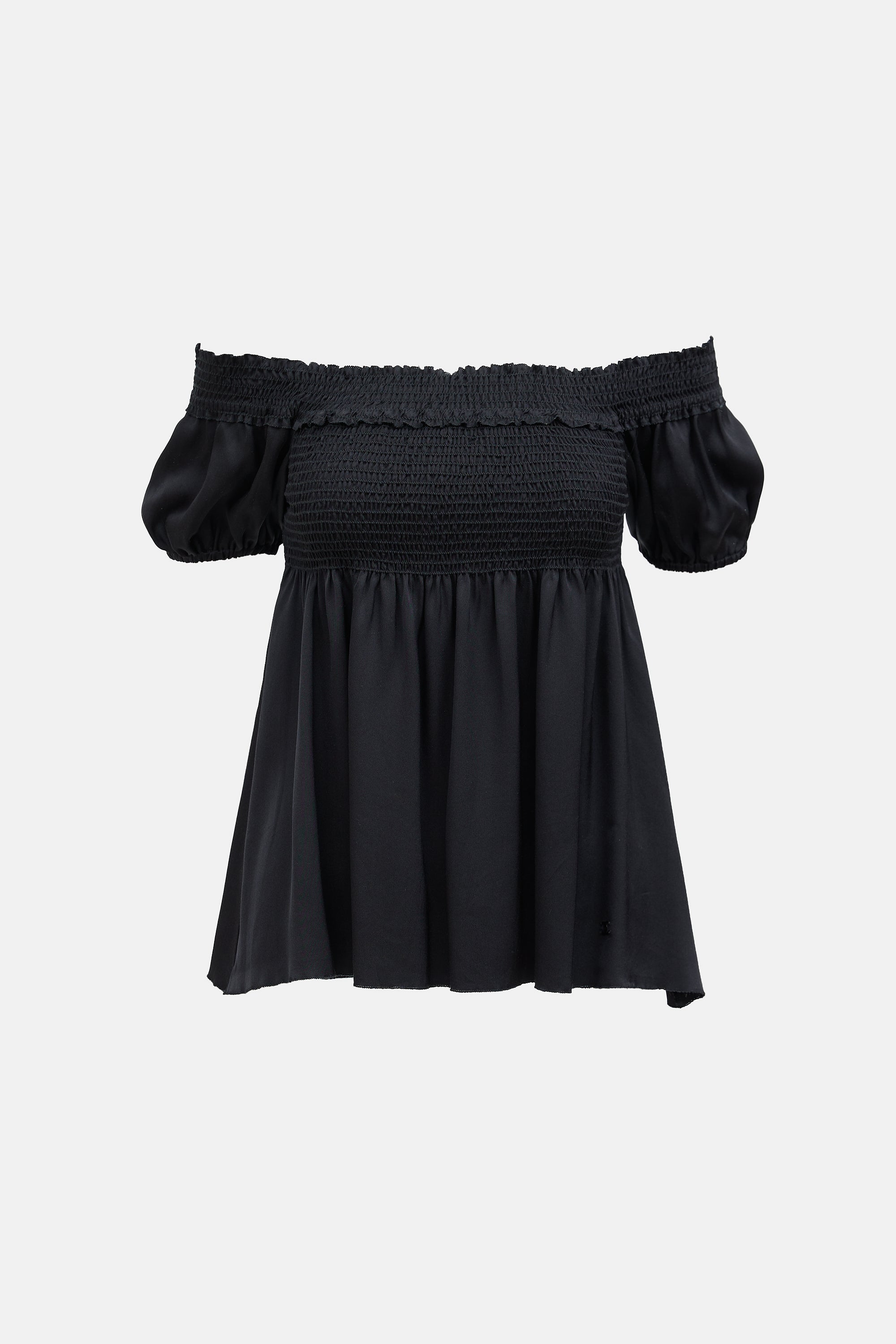 Chanel Fall 2005 Black Silk Smocked Top