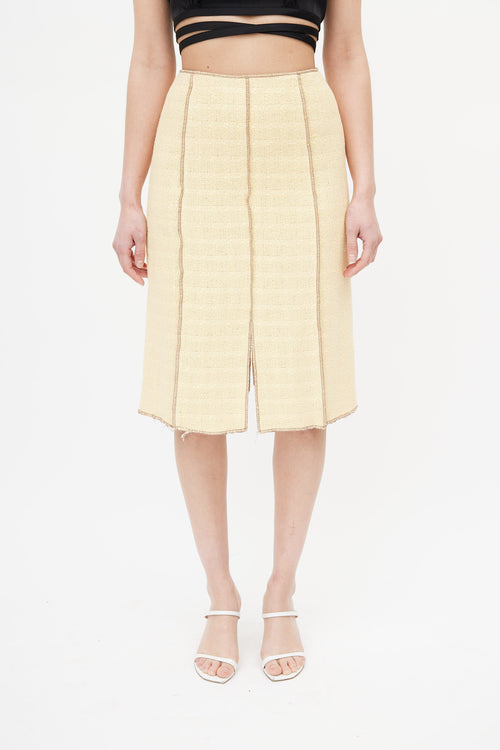 Chanel Spring 1999 Yellow & Brown Tweed Skirt