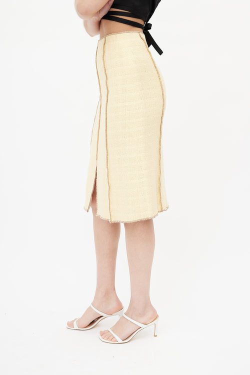 Chanel Spring 1999 Yellow & Brown Tweed Skirt