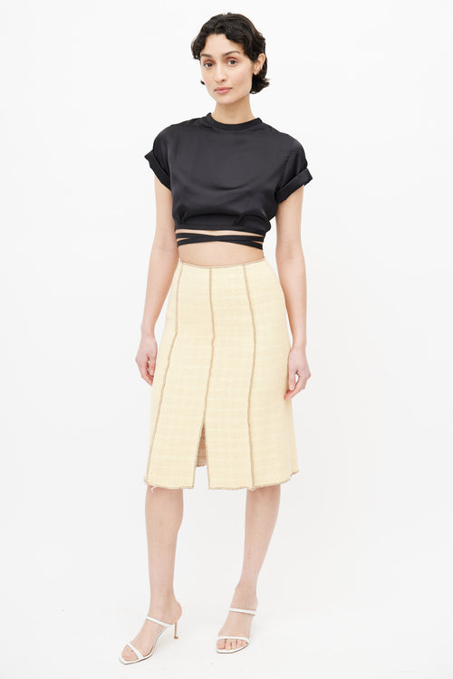 Chanel Spring 1999 Yellow & Brown Tweed Skirt