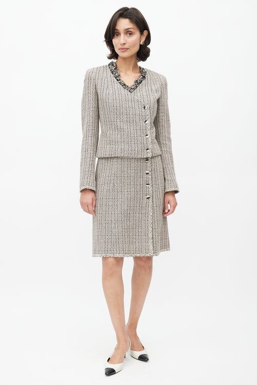 Chanel Spring 2003 Black & Cream Tweed Skirt Suit