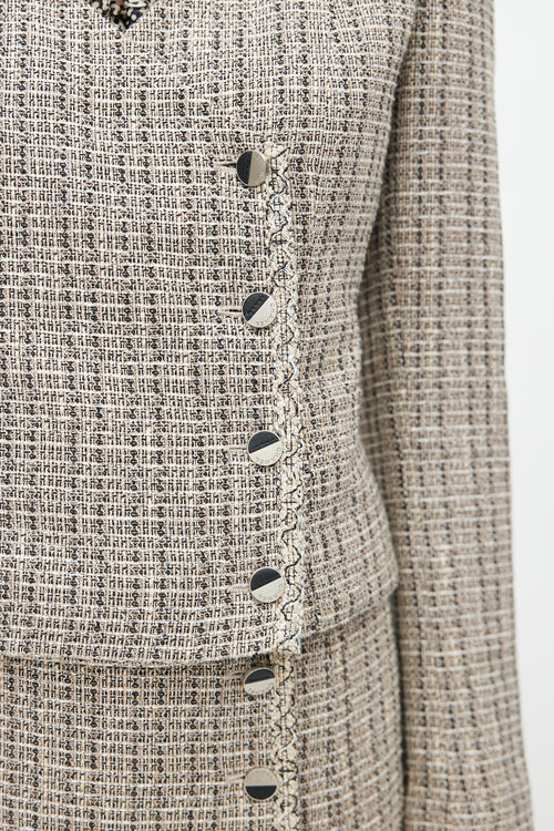 Chanel Spring 2003 Black & Cream Tweed Skirt Suit