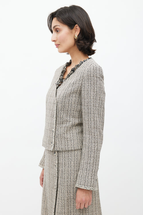 Chanel Spring 2003 Black & Cream Tweed Skirt Suit
