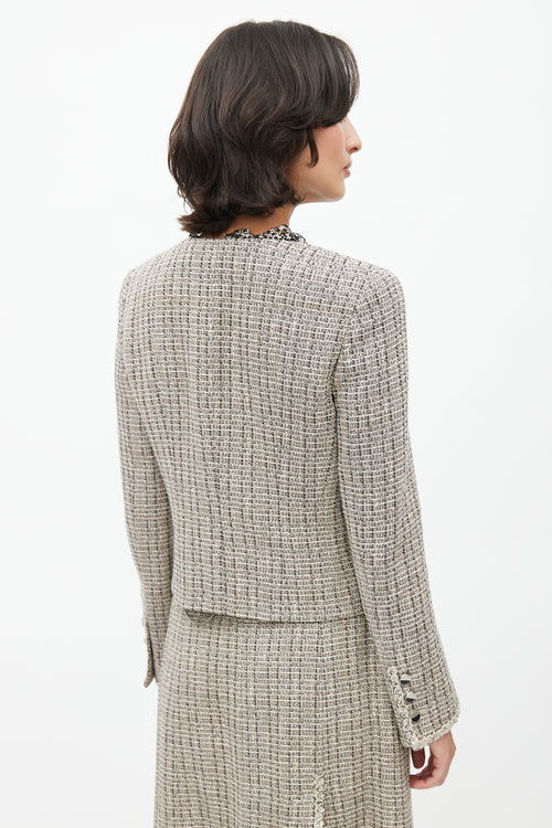 Chanel Spring 2003 Black & Cream Tweed Skirt Suit