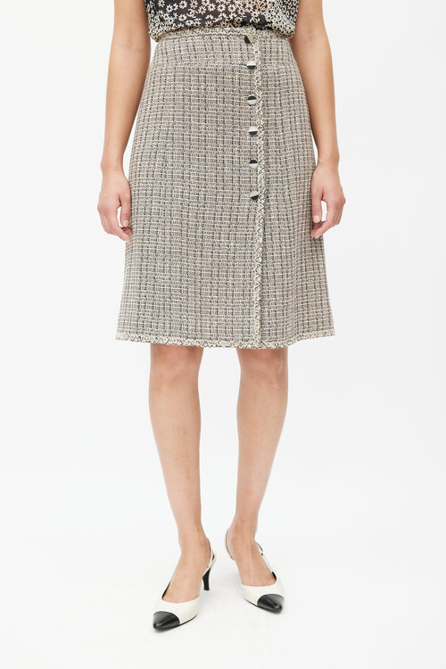 Chanel Spring 2003 Black & Cream Tweed Skirt Suit