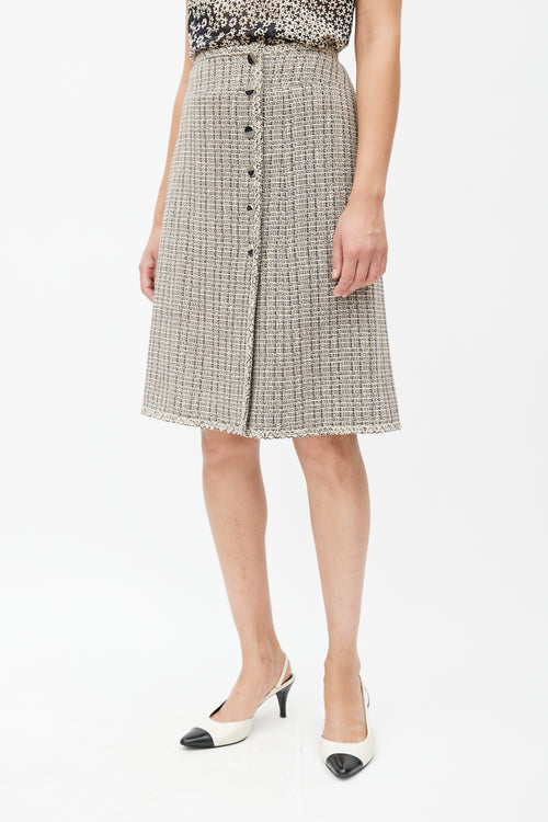 Chanel Spring 2003 Black & Cream Tweed Skirt Suit