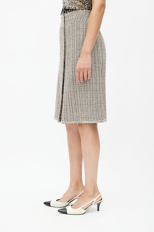 Chanel Spring 2003 Black & Cream Tweed Skirt Suit