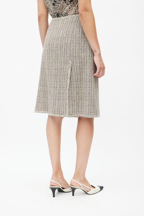 Chanel Spring 2003 Black & Cream Tweed Skirt Suit