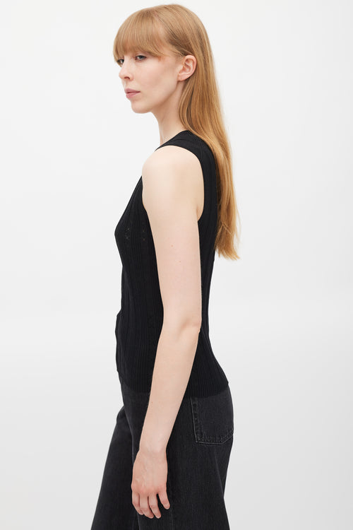 Chanel Spring 2005 Black CC Eyelet Tank Top