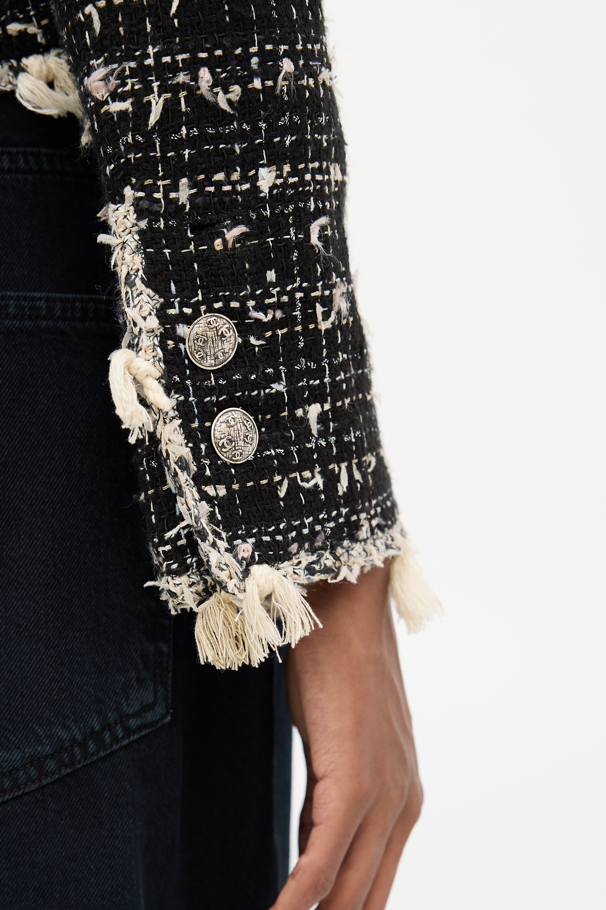 Chanel Spring 2005 Black & Cream Tweed Jacket