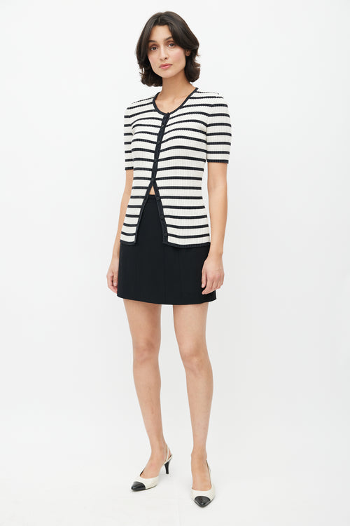 Chanel Spring 2005 White & Black Ribbed Cardigan