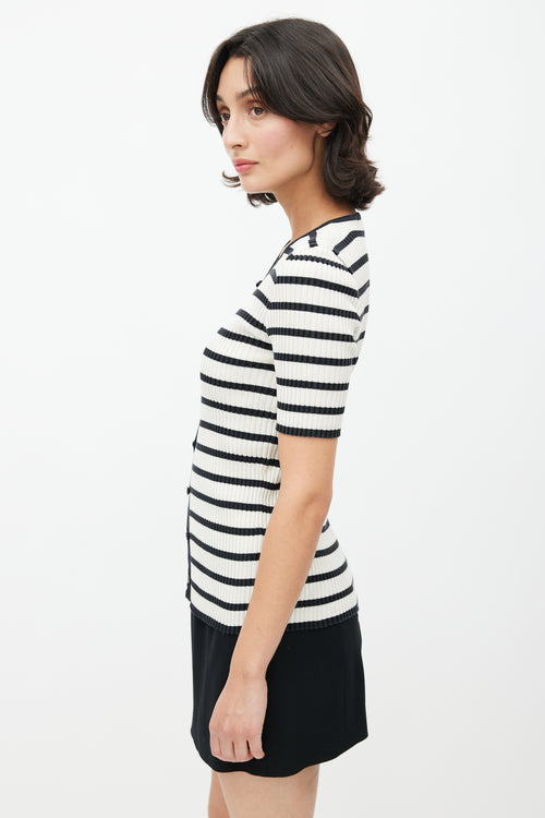 Chanel Spring 2005 White & Black Ribbed Cardigan