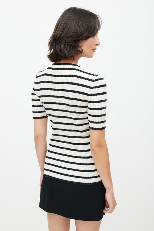 Chanel Spring 2005 White & Black Ribbed Cardigan