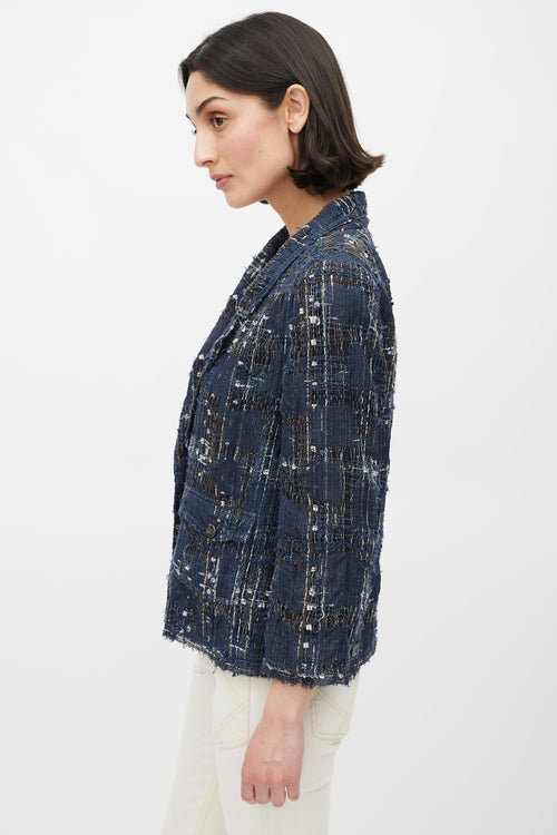 Chanel Spring 2006 Navy & Multicolour Silk Tweed Cropped Blazer
