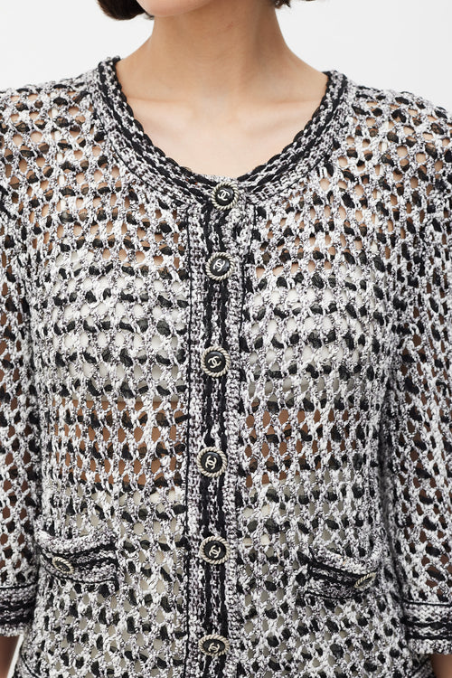 Chanel Spring 2007 Black & White CC Mesh Cropped Jacket