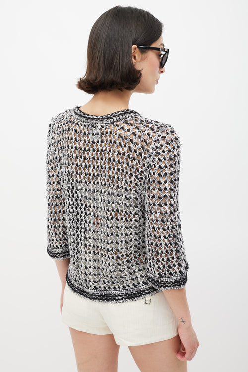 Chanel Spring 2007 Black & White CC Mesh Cropped Jacket