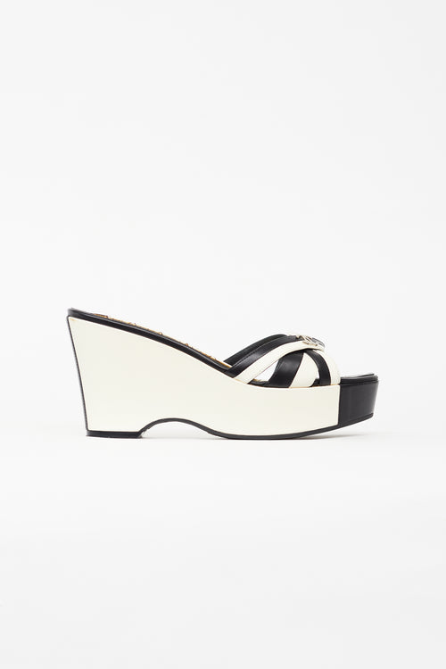 Chanel Spring 2006 Black & Cream Platform Mule